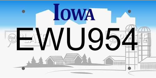 EWU954 Iowa License Plate
