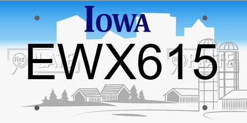 EWX615 Iowa License Plate