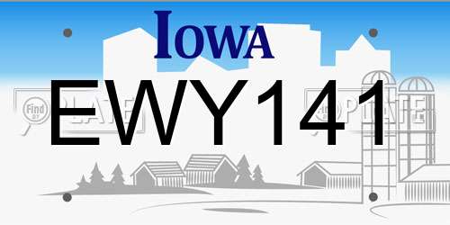 EWY141 Iowa License Plate
