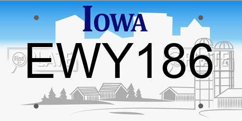 EWY186 Iowa License Plate