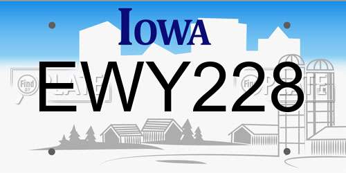 EWY228 Iowa License Plate