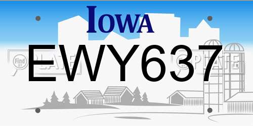EWY637 Iowa License Plate