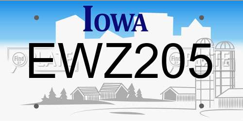 EWZ205 Iowa License Plate