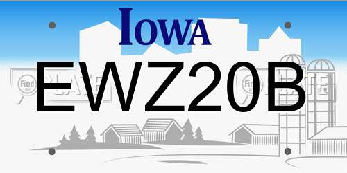 EWZ20B Iowa License Plate
