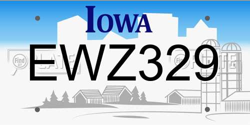 EWZ329 Iowa License Plate