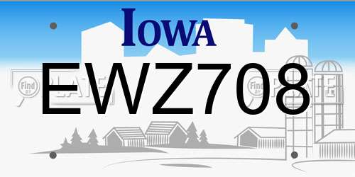 EWZ708 Iowa License Plate
