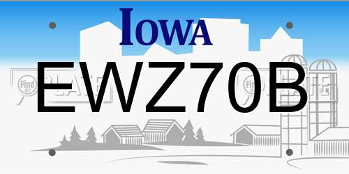 EWZ70B Iowa License Plate