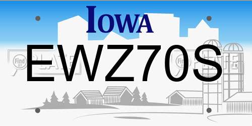 EWZ70S Iowa License Plate