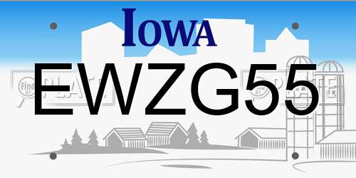 EWZG55 Iowa License Plate