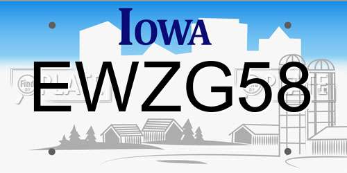 EWZG58 Iowa License Plate