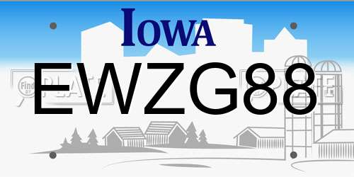 EWZG88 Iowa License Plate