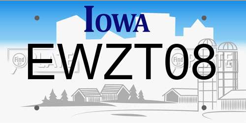 EWZT08 Iowa License Plate