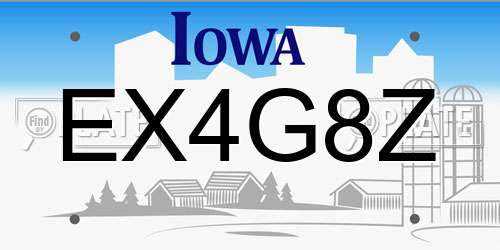 EX4G8Z Iowa License Plate