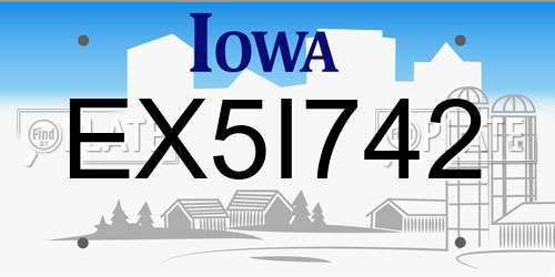 EX5I742 Iowa License Plate