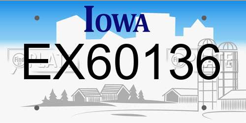 EX60136 Iowa License Plate
