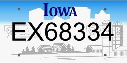 EX68334 Iowa License Plate
