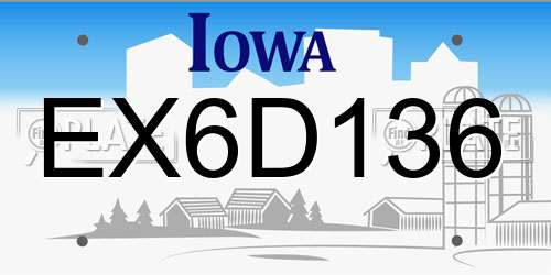 EX6D136 Iowa License Plate