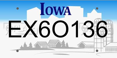 EX6O136 Iowa License Plate