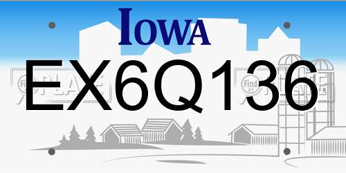 EX6Q136 Iowa License Plate