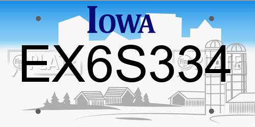 EX6S334 Iowa License Plate