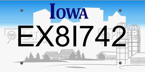 EX8I742 Iowa License Plate