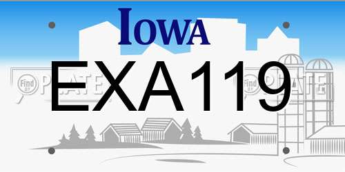 EXA119 Iowa License Plate