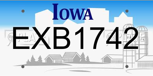 EXB1742 Iowa License Plate