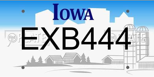 EXB444 Iowa License Plate