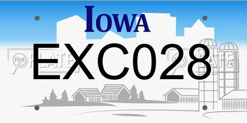 EXC028 Iowa License Plate