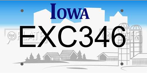 EXC346 Iowa License Plate