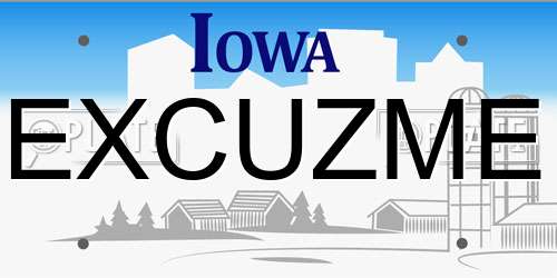 EXCUZME Iowa License Plate