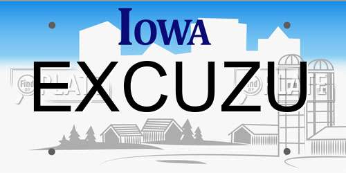EXCUZU Iowa License Plate