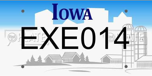 EXE014 Iowa License Plate