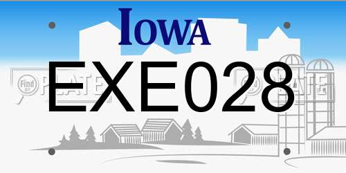 EXE028 Iowa License Plate