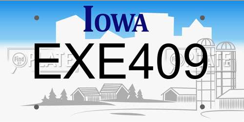 EXE409 Iowa License Plate