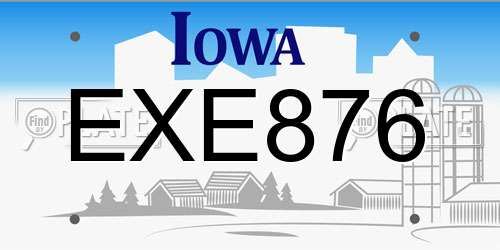 EXE876 Iowa License Plate