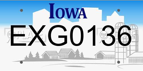 EXG0136 Iowa License Plate