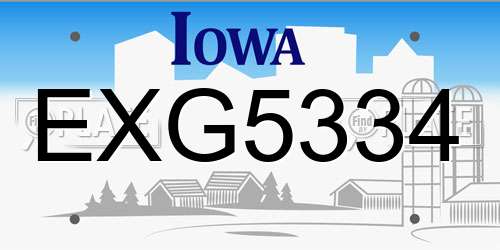 EXG5334 Iowa License Plate