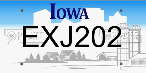 EXJ202 Iowa License Plate