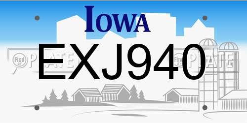 EXJ940 Iowa License Plate