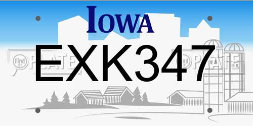 EXK347 Iowa License Plate