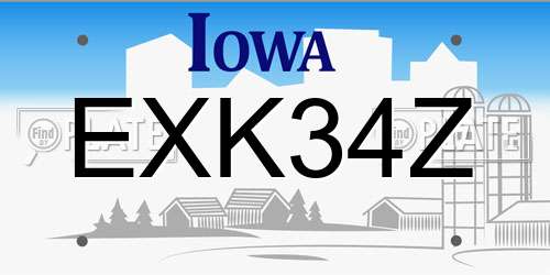 EXK34Z Iowa License Plate