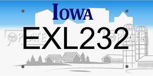 EXL232 Iowa License Plate