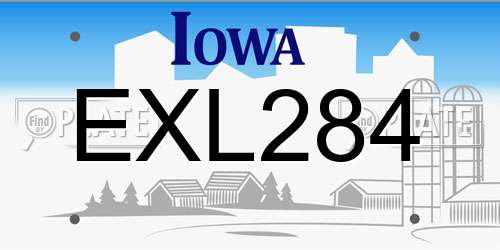 EXL284 Iowa License Plate