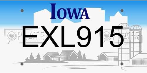 EXL915 Iowa License Plate