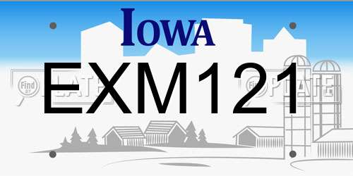 EXM121 Iowa License Plate
