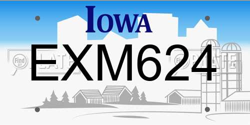 EXM624 Iowa License Plate