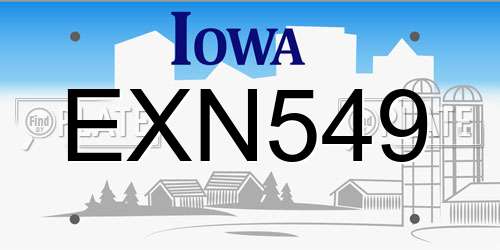 EXN549 Iowa License Plate