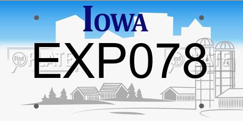 EXP078 Iowa License Plate