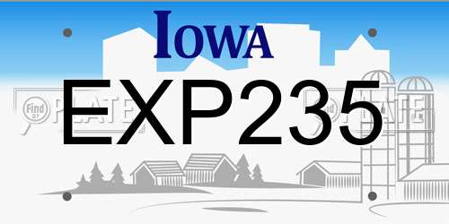 EXP235 Iowa License Plate